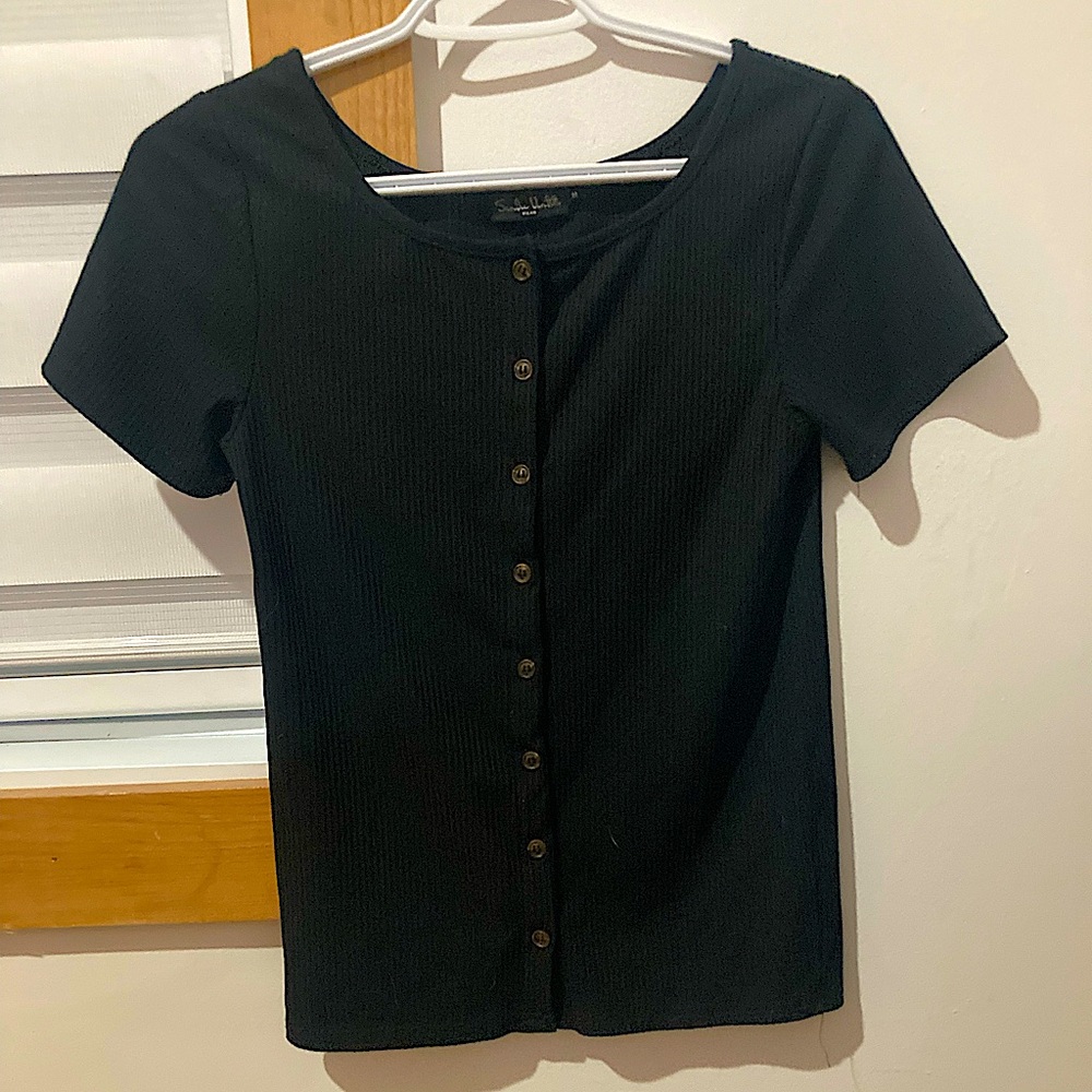 COPY - COPY - SANDRA VENDITTI MILAN - Short sleeve snap button henley tee - Wom…